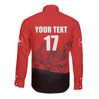 Custom Switzerland Football Long Sleeve Button Shirt Swiss Alps