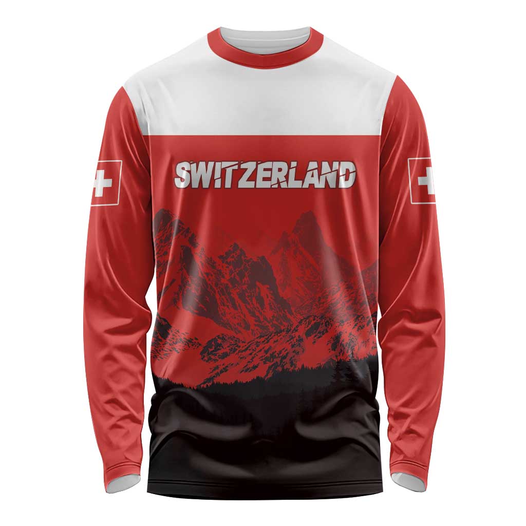 Custom Switzerland Football Long Sleeve Shirt Swiss Alps