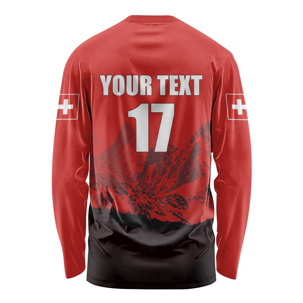 Custom Switzerland Football Long Sleeve Shirt Swiss Alps
