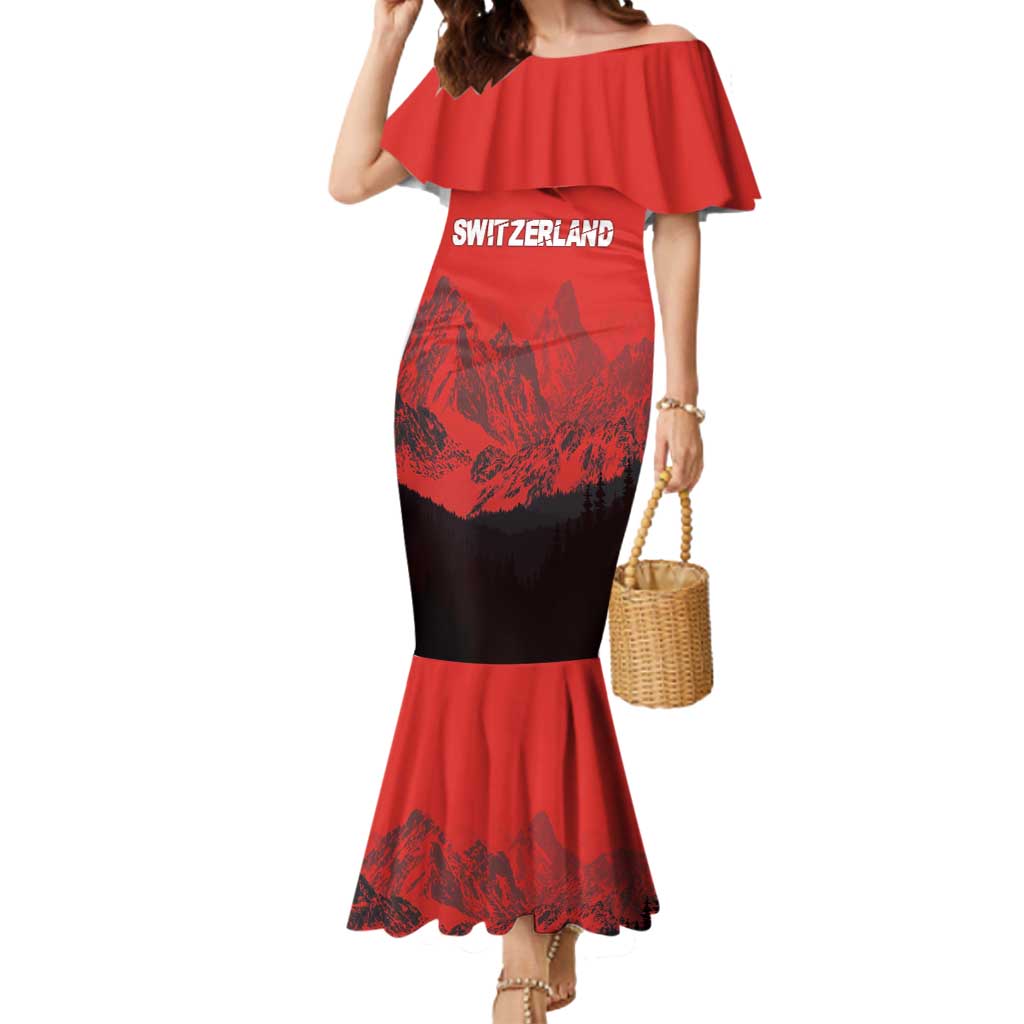 Custom Switzerland Football Mermaid Dress Swiss Alps