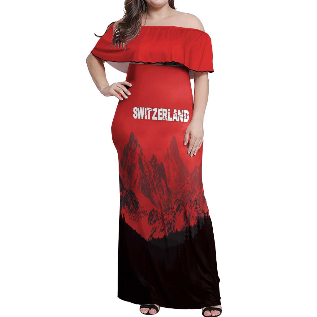 Custom Switzerland Football Off Shoulder Maxi Dress Swiss Alps