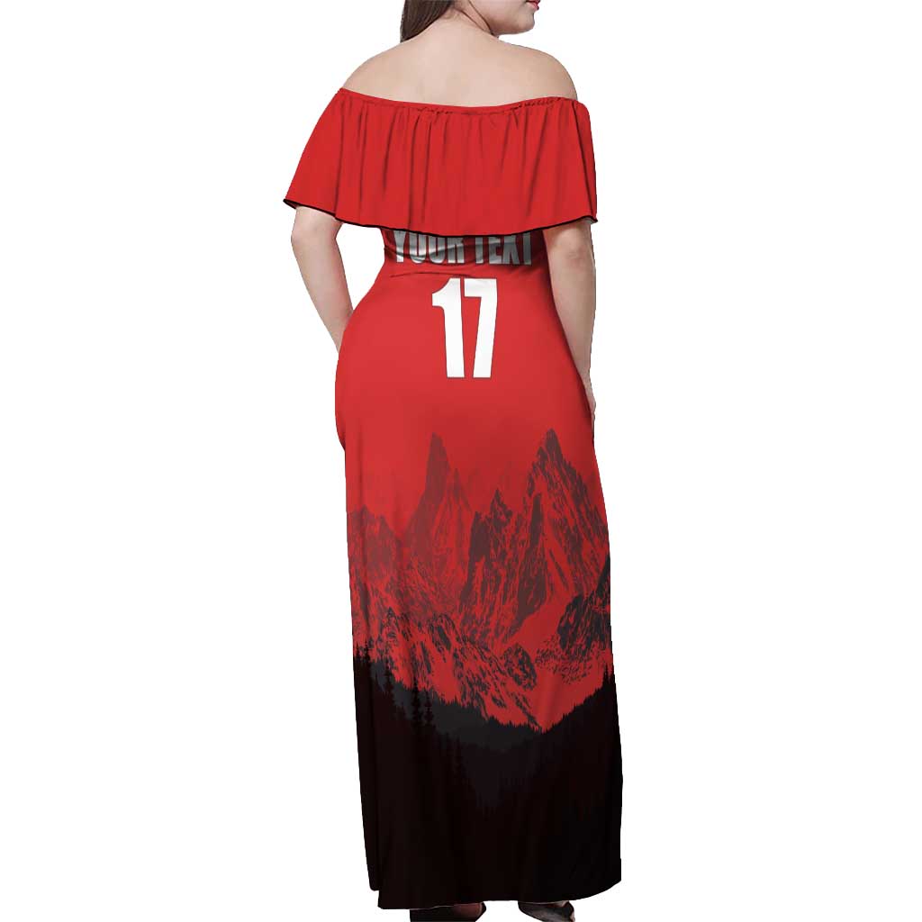 Custom Switzerland Football Off Shoulder Maxi Dress Swiss Alps