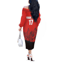 Custom Switzerland Football Off The Shoulder Long Sleeve Dress Swiss Alps