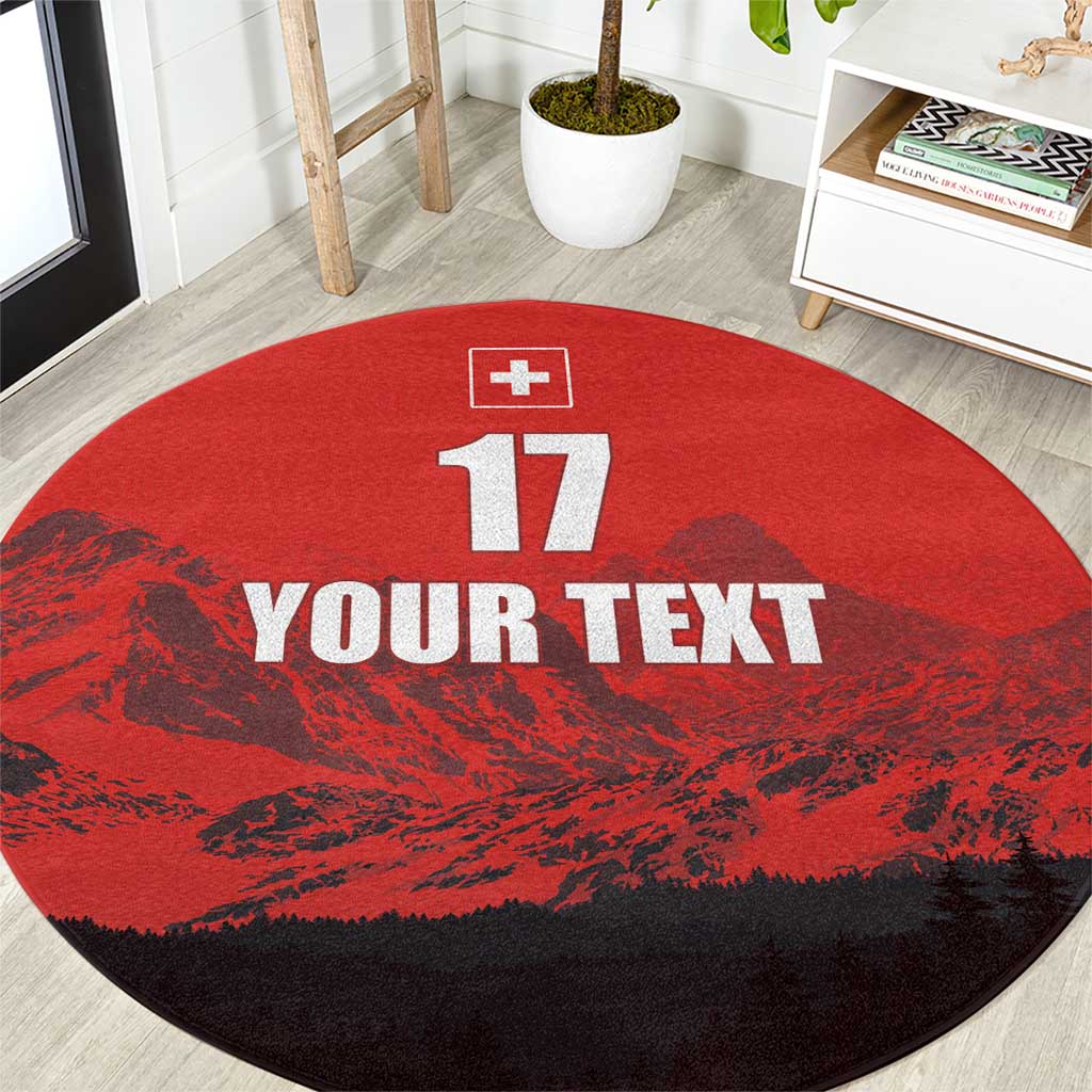 Custom Switzerland Football Round Carpet Swiss Alps