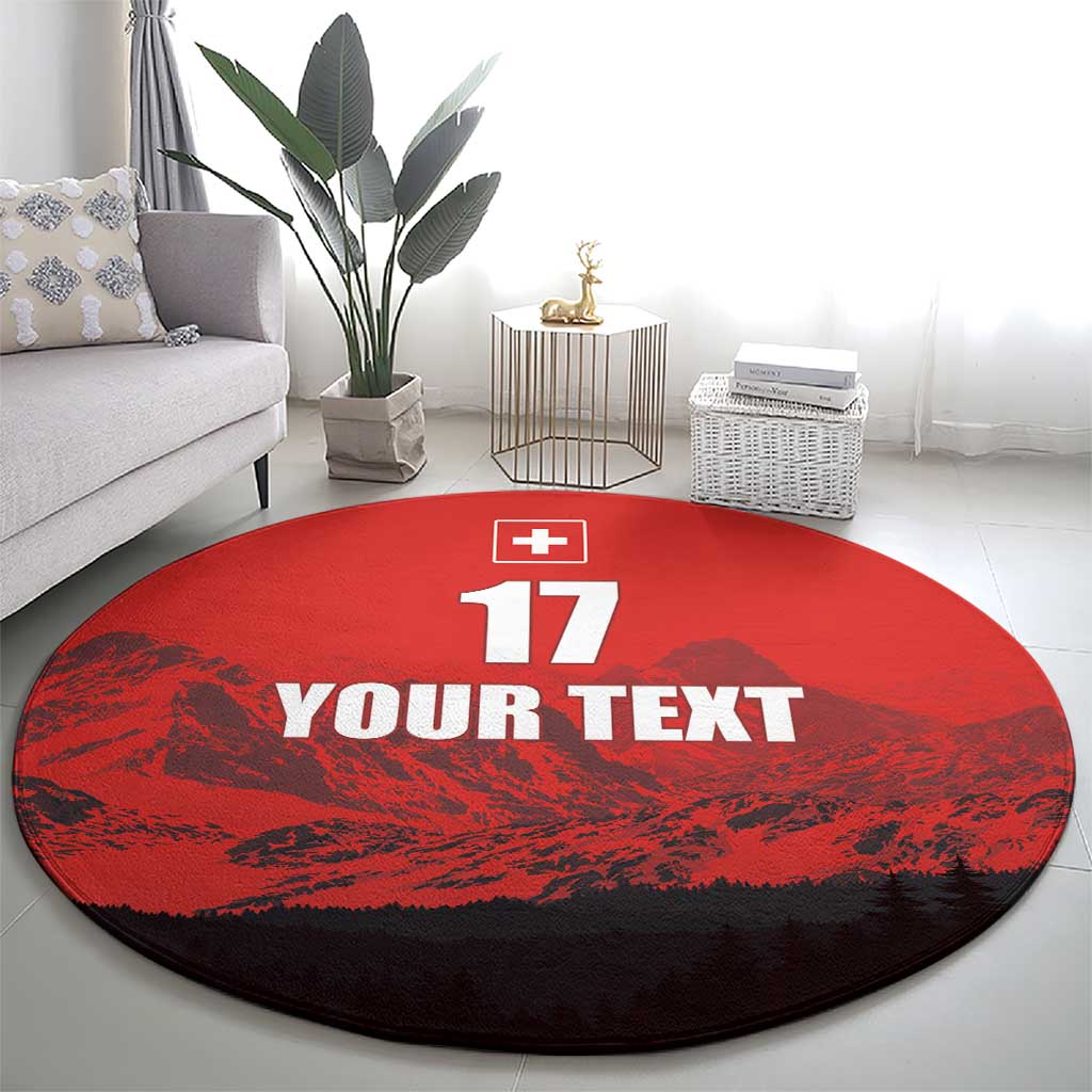 Custom Switzerland Football Round Carpet Swiss Alps
