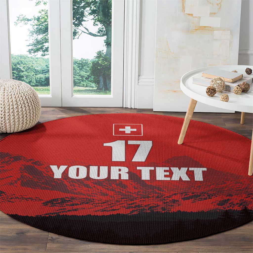 Custom Switzerland Football Round Carpet Swiss Alps