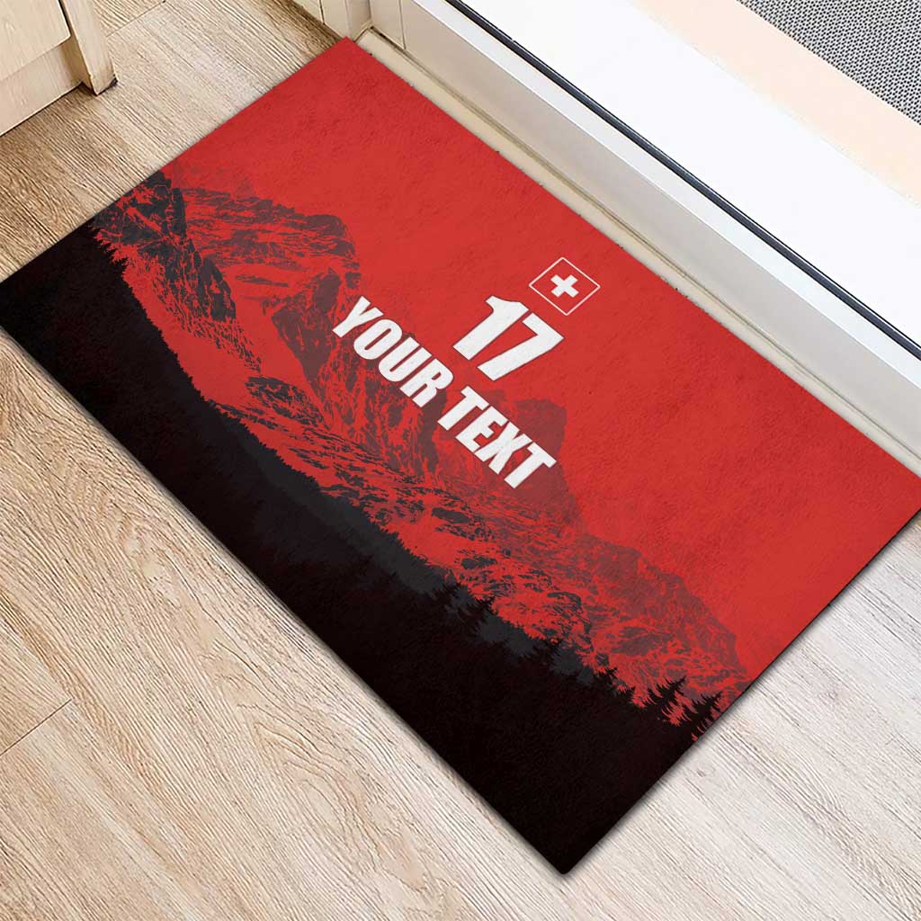 Custom Switzerland Football Rubber Doormat Swiss Alps