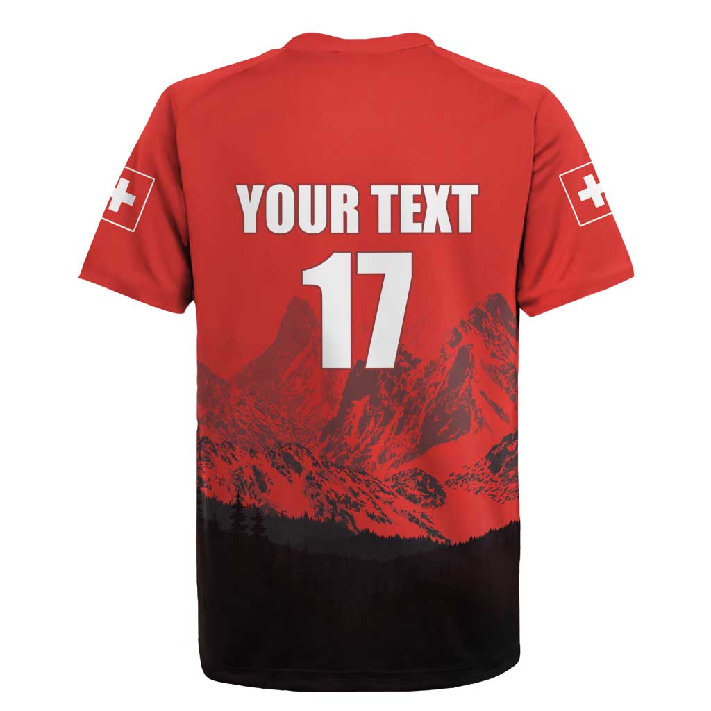 Custom Switzerland Football Rugby Jersey Swiss Alps