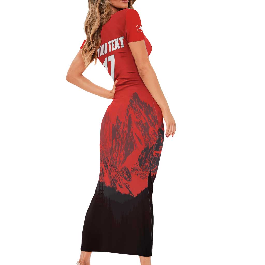 Custom Switzerland Football Short Sleeve Bodycon Dress Swiss Alps