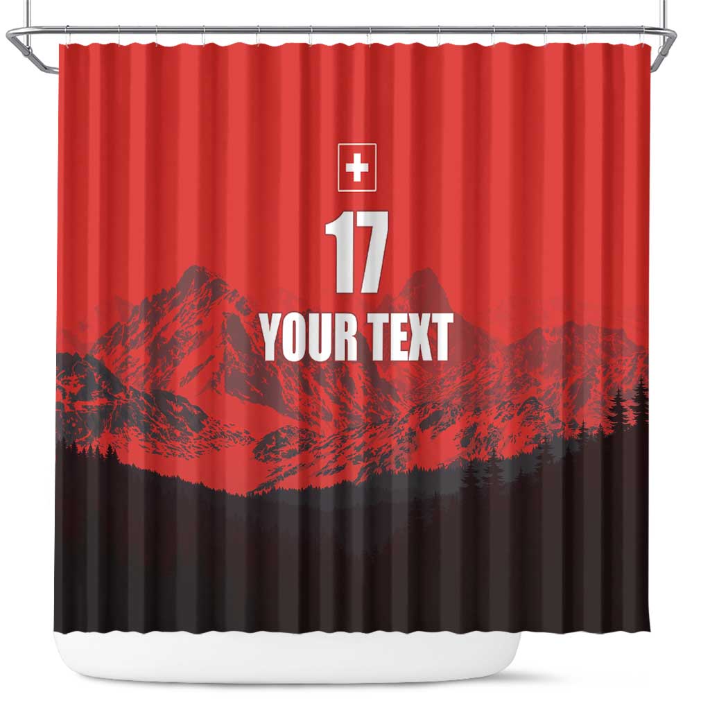 Custom Switzerland Football Shower Curtain Swiss Alps