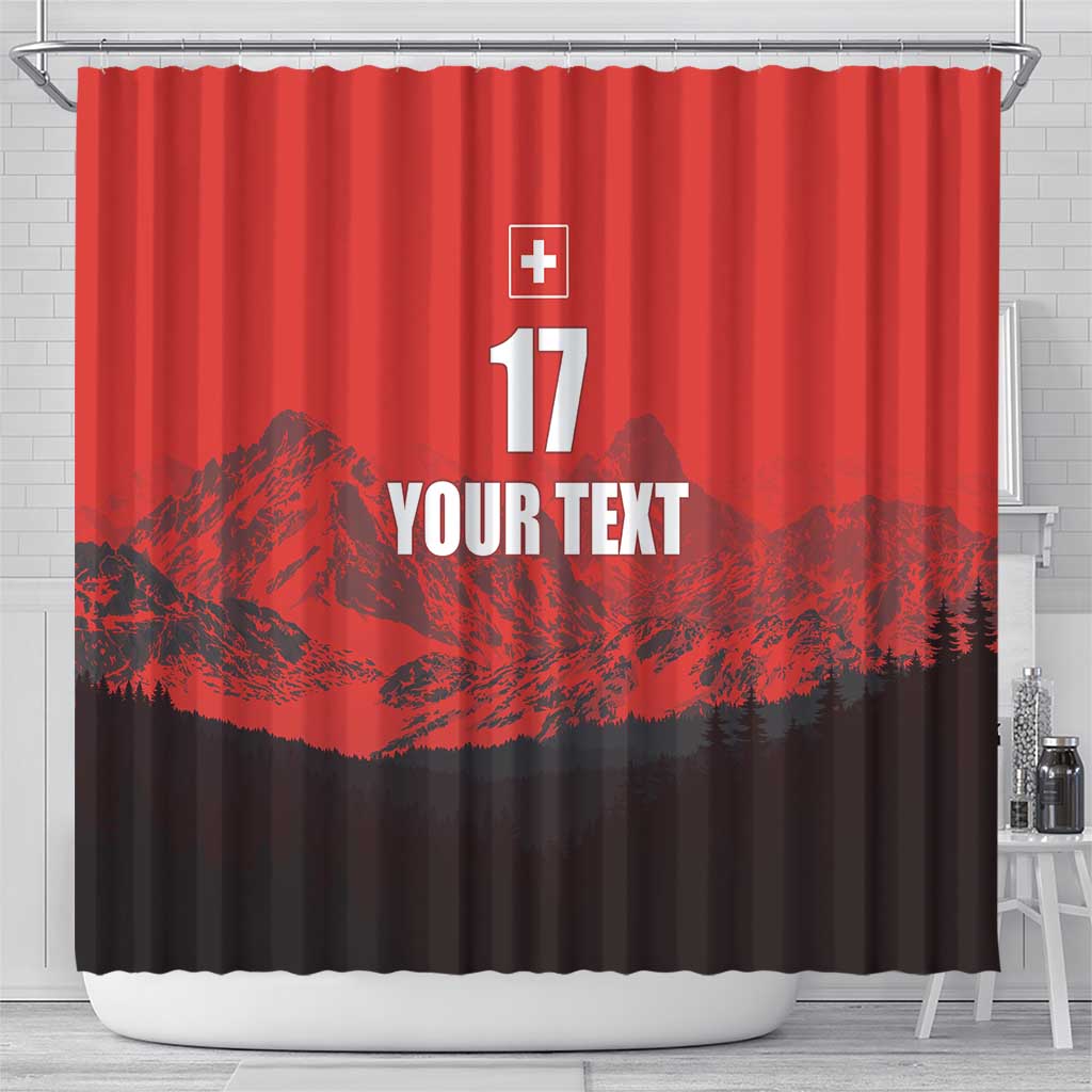 Custom Switzerland Football Shower Curtain Swiss Alps