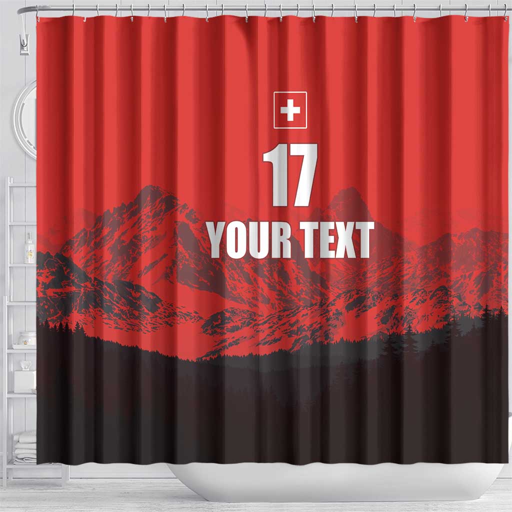 Custom Switzerland Football Shower Curtain Swiss Alps
