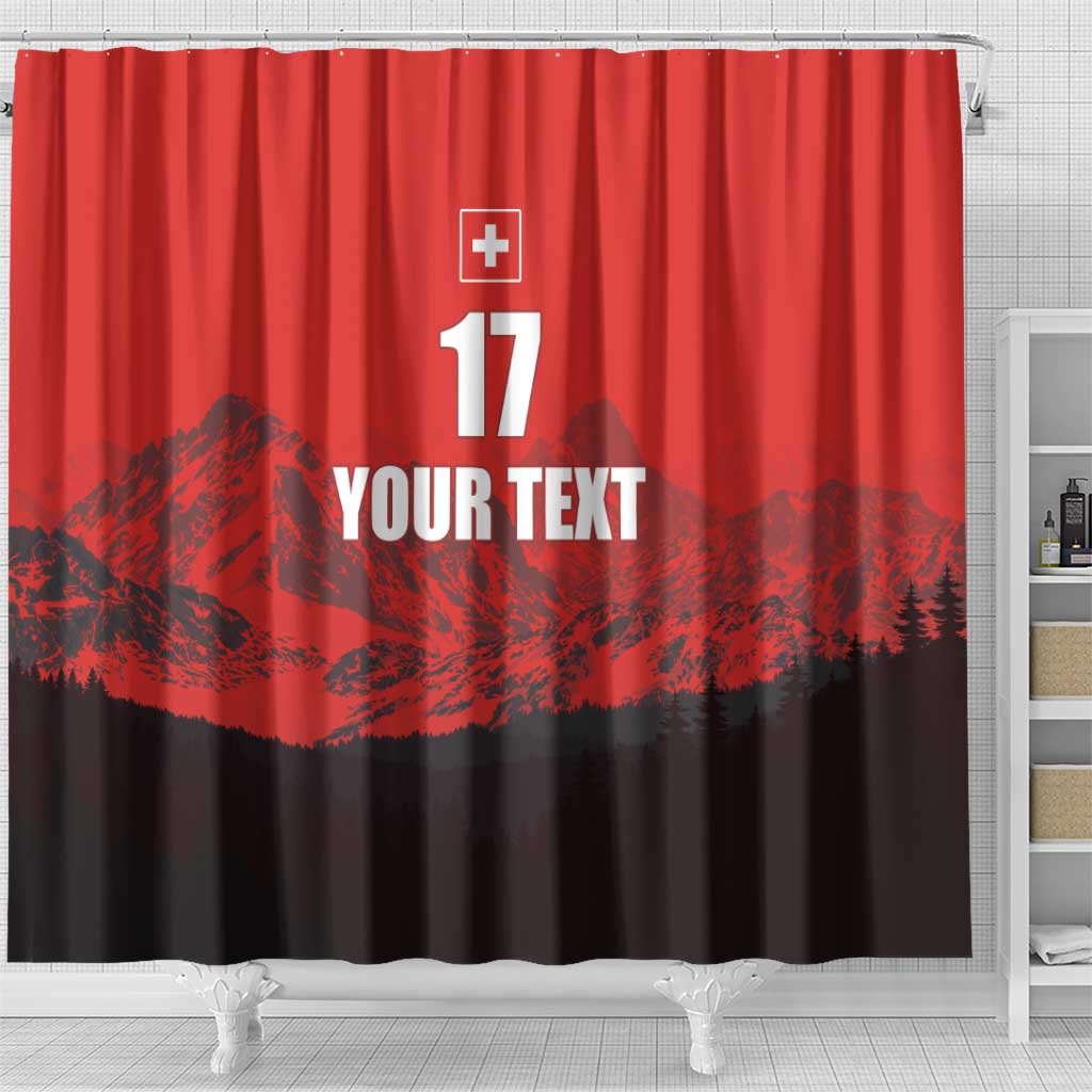 Custom Switzerland Football Shower Curtain Swiss Alps