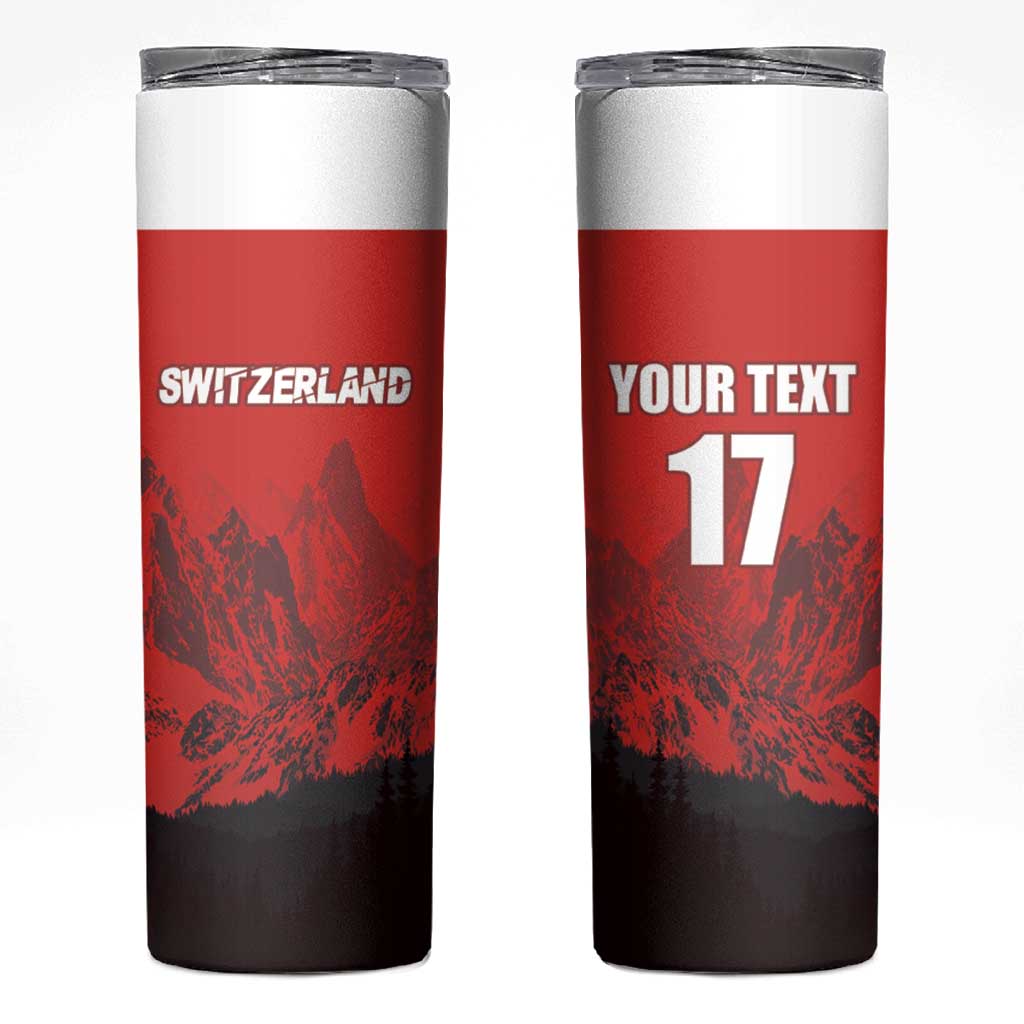 Custom Switzerland Football Skinny Tumbler Swiss Alps