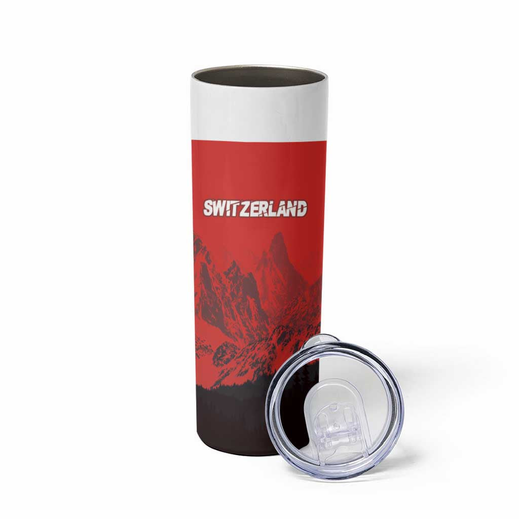 Custom Switzerland Football Skinny Tumbler Swiss Alps