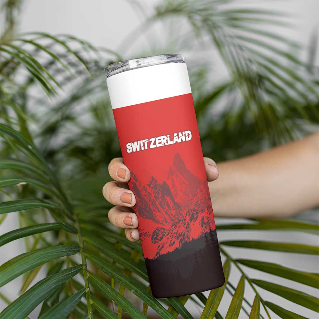 Custom Switzerland Football Skinny Tumbler Swiss Alps