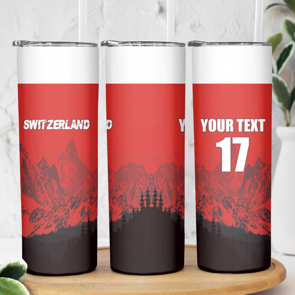 Custom Switzerland Football Skinny Tumbler Swiss Alps