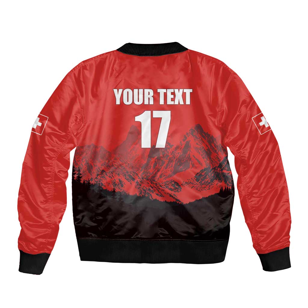 Custom Switzerland Football Sleeve Zip Bomber Jacket Swiss Alps