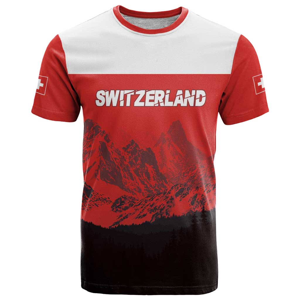 Custom Switzerland Football T Shirt Swiss Alps