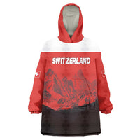 Custom Switzerland Football Wearable Blanket Hoodie Swiss Alps