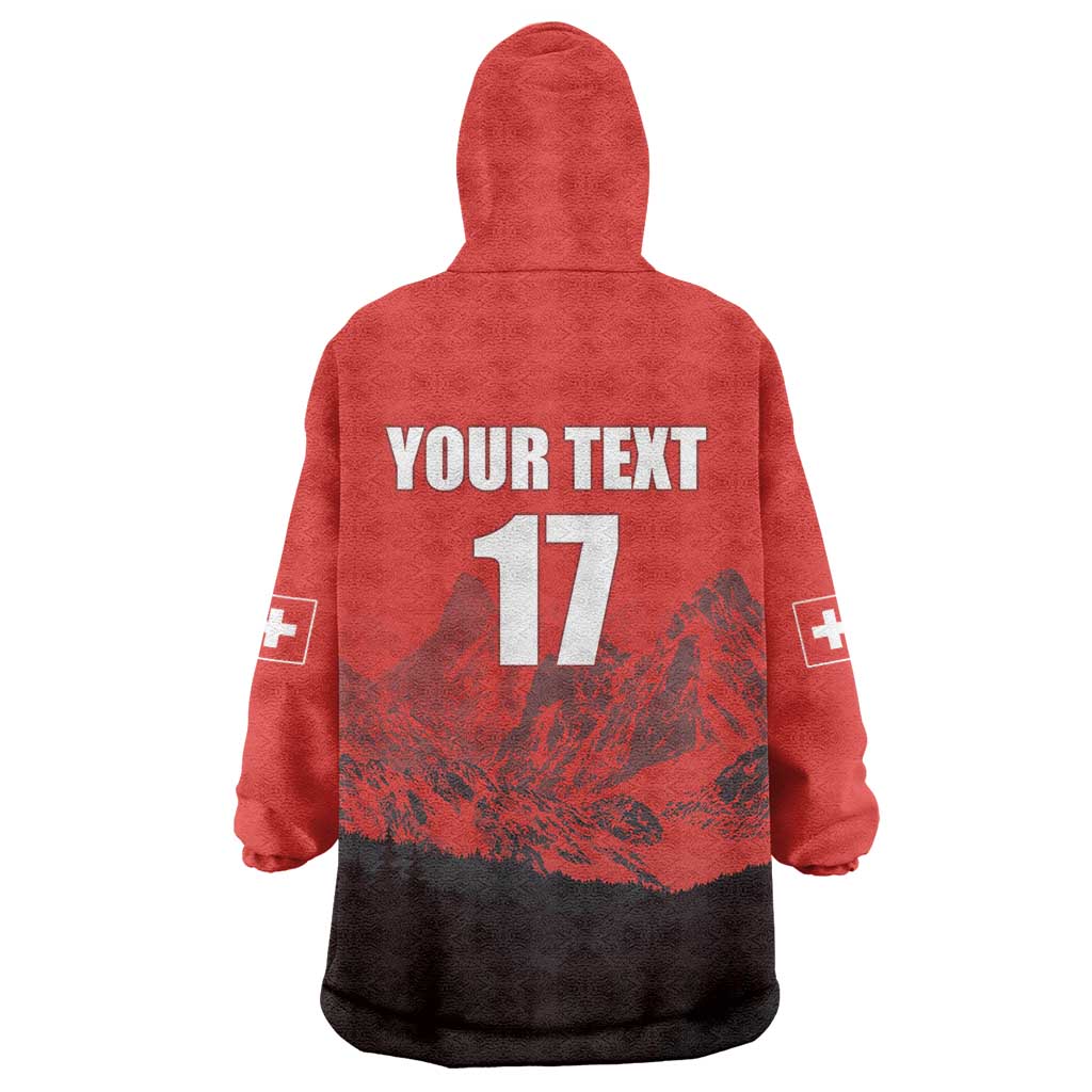 Custom Switzerland Football Wearable Blanket Hoodie Swiss Alps