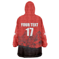 Custom Switzerland Football Wearable Blanket Hoodie Swiss Alps
