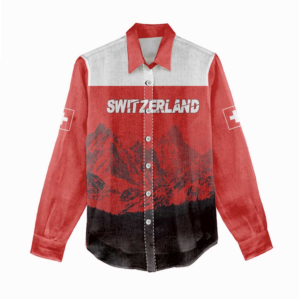 Custom Switzerland Football Women Casual Shirt Swiss Alps