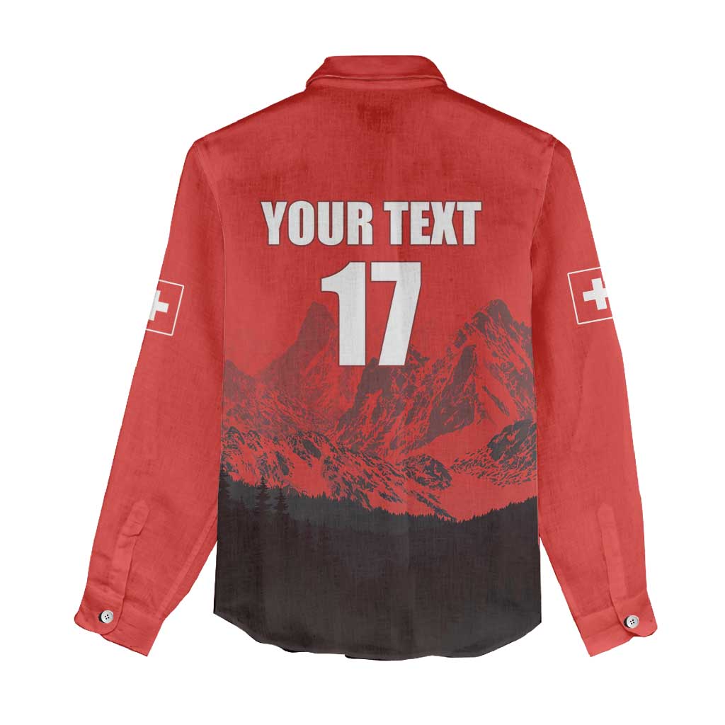Custom Switzerland Football Women Casual Shirt Swiss Alps