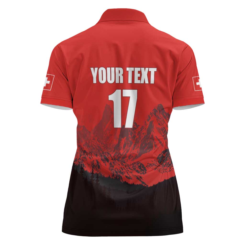 Custom Switzerland Football Women Polo Shirt Swiss Alps