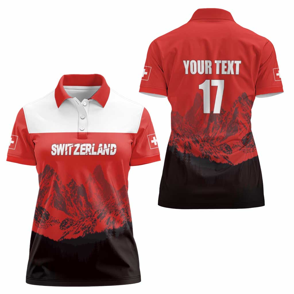 Custom Switzerland Football Women Polo Shirt Swiss Alps