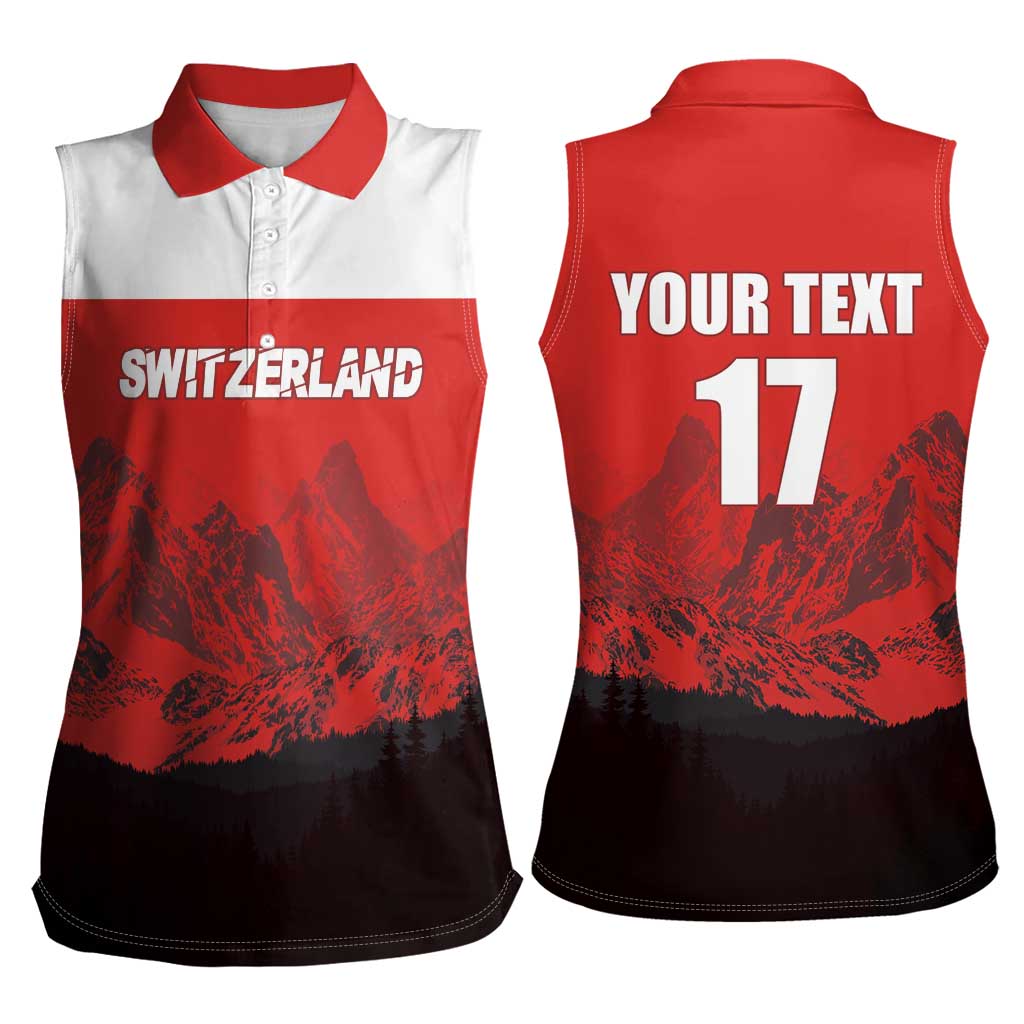 Custom Switzerland Football Women Sleeveless Polo Shirt Swiss Alps