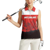 Custom Switzerland Football Women Sleeveless Polo Shirt Swiss Alps
