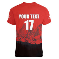 Custom Switzerland Football Women V-Neck T-Shirt Swiss Alps