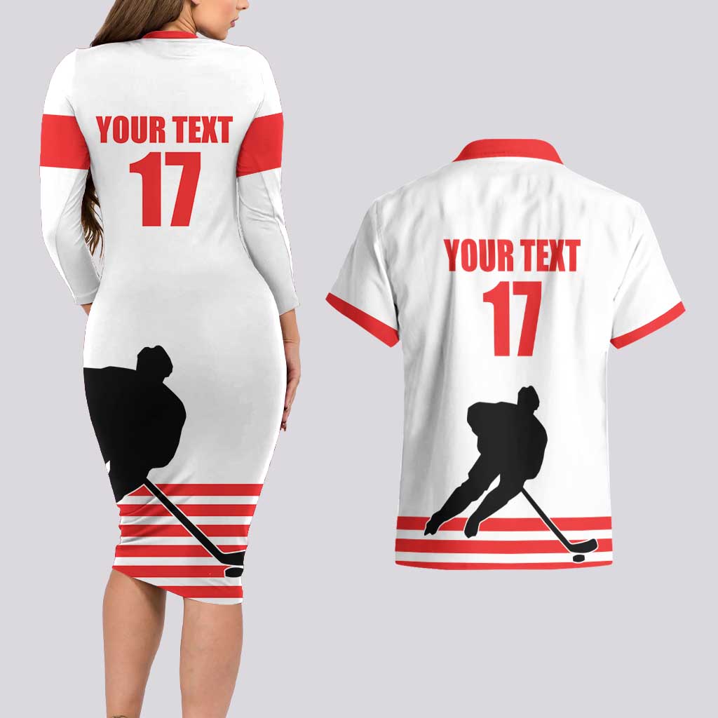 Custom Switzerland Ice Hockey Couples Matching Long Sleeve Bodycon Dress and Hawaiian Shirt Come on La Nati