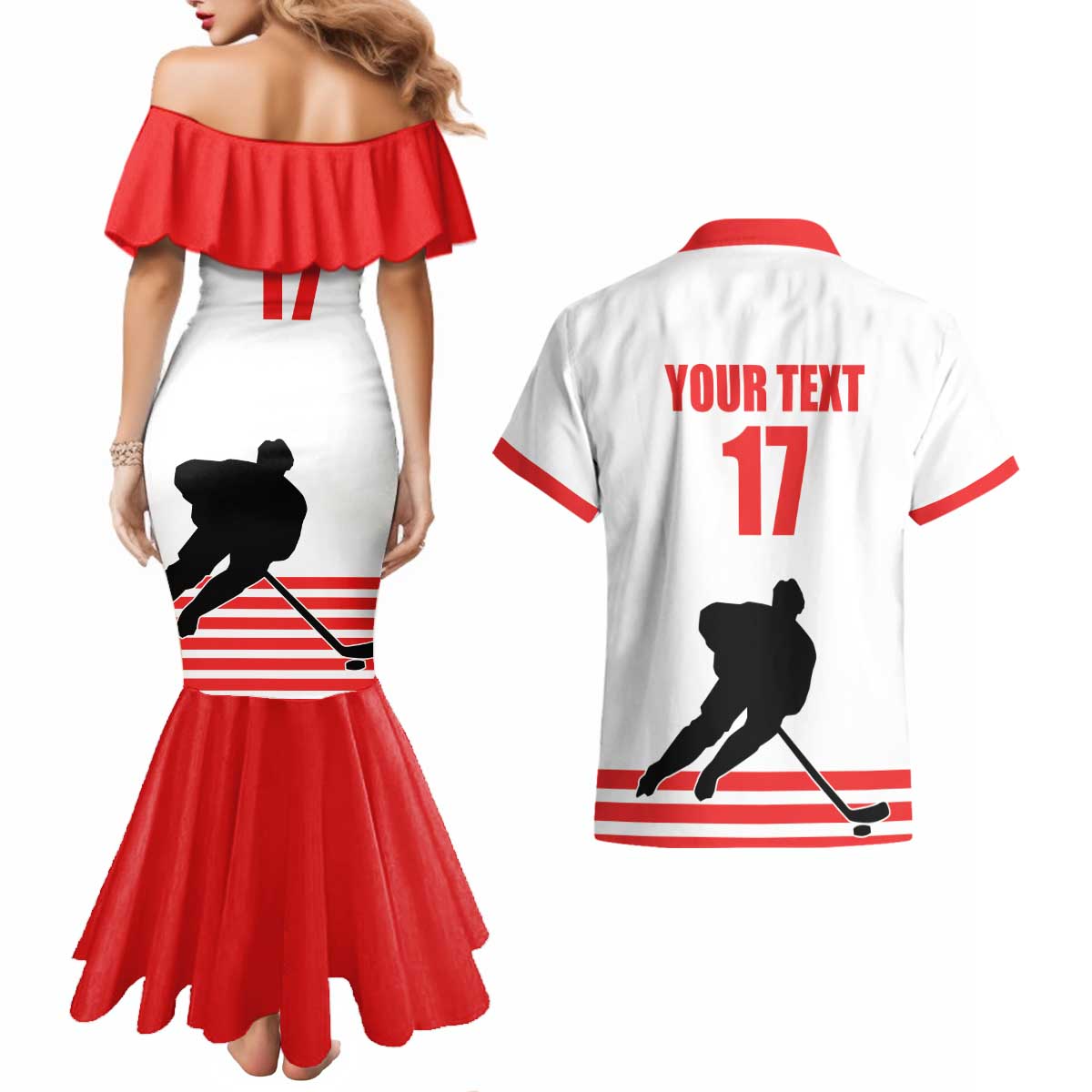 Custom Switzerland Ice Hockey Couples Matching Mermaid Dress and Hawaiian Shirt Come on La Nati