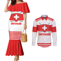 Custom Switzerland Ice Hockey Couples Matching Mermaid Dress and Long Sleeve Button Shirt Come on La Nati