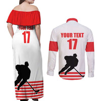 Custom Switzerland Ice Hockey Couples Matching Off Shoulder Maxi Dress and Long Sleeve Button Shirt Come on La Nati