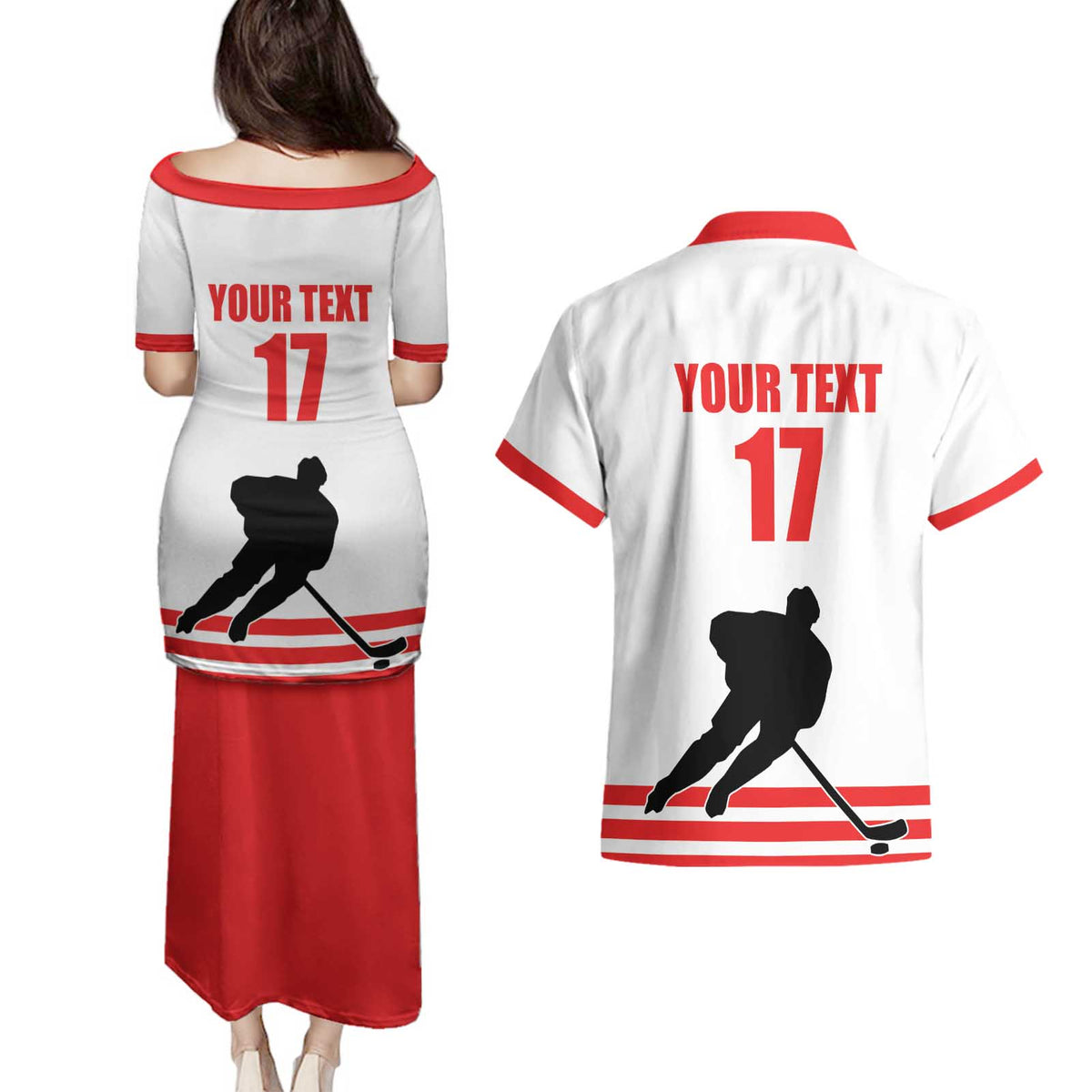 Custom Switzerland Ice Hockey Couples Matching Puletasi and Hawaiian Shirt Come on La Nati