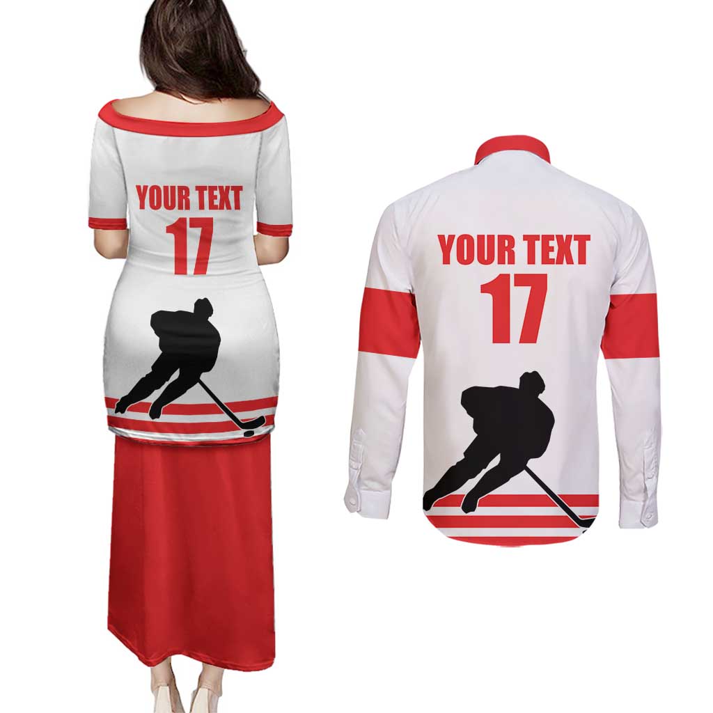 Custom Switzerland Ice Hockey Couples Matching Puletasi and Long Sleeve Button Shirt Come on La Nati