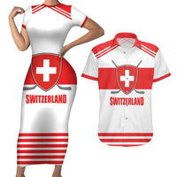 Custom Switzerland Ice Hockey Couples Matching Short Sleeve Bodycon Dress and Hawaiian Shirt Come on La Nati
