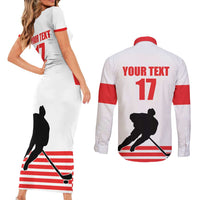 Custom Switzerland Ice Hockey Couples Matching Short Sleeve Bodycon Dress and Long Sleeve Button Shirt Come on La Nati