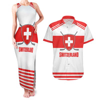 Custom Switzerland Ice Hockey Couples Matching Tank Maxi Dress and Hawaiian Shirt Come on La Nati