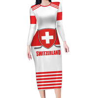 Custom Switzerland Ice Hockey Family Matching Long Sleeve Bodycon Dress and Hawaiian Shirt Come on La Nati