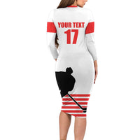 Custom Switzerland Ice Hockey Family Matching Long Sleeve Bodycon Dress and Hawaiian Shirt Come on La Nati