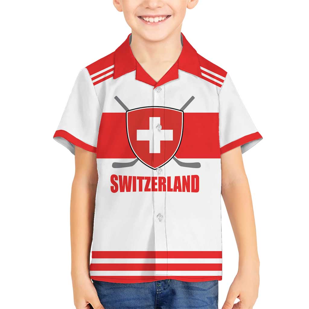 Custom Switzerland Ice Hockey Family Matching Long Sleeve Bodycon Dress and Hawaiian Shirt Come on La Nati
