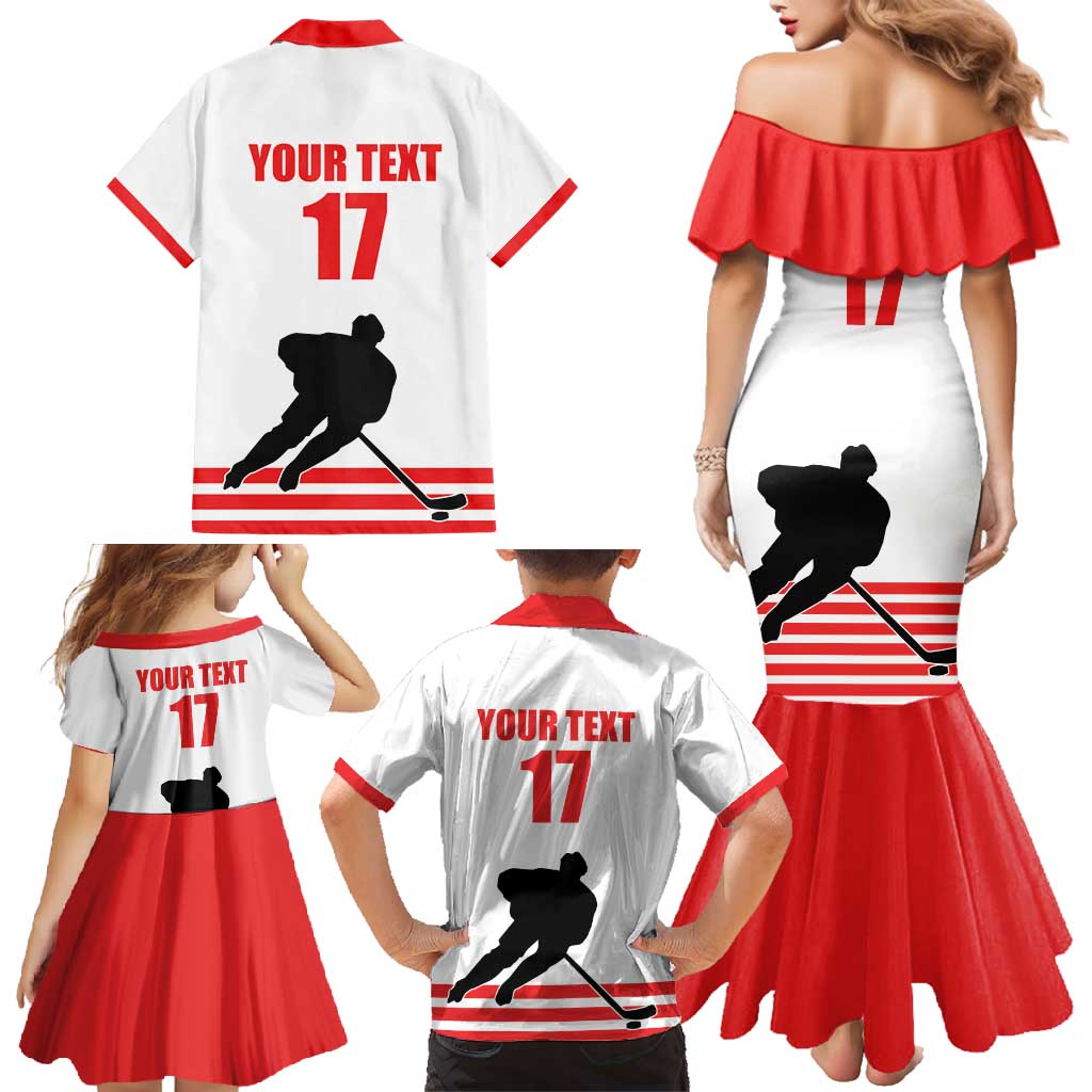 Custom Switzerland Ice Hockey Family Matching Mermaid Dress and Hawaiian Shirt Come on La Nati