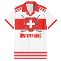 Custom Switzerland Ice Hockey Family Matching Off The Shoulder Long Sleeve Dress and Hawaiian Shirt Come on La Nati