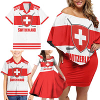 Custom Switzerland Ice Hockey Family Matching Off Shoulder Short Dress and Hawaiian Shirt Come on La Nati