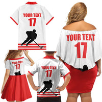 Custom Switzerland Ice Hockey Family Matching Off Shoulder Short Dress and Hawaiian Shirt Come on La Nati