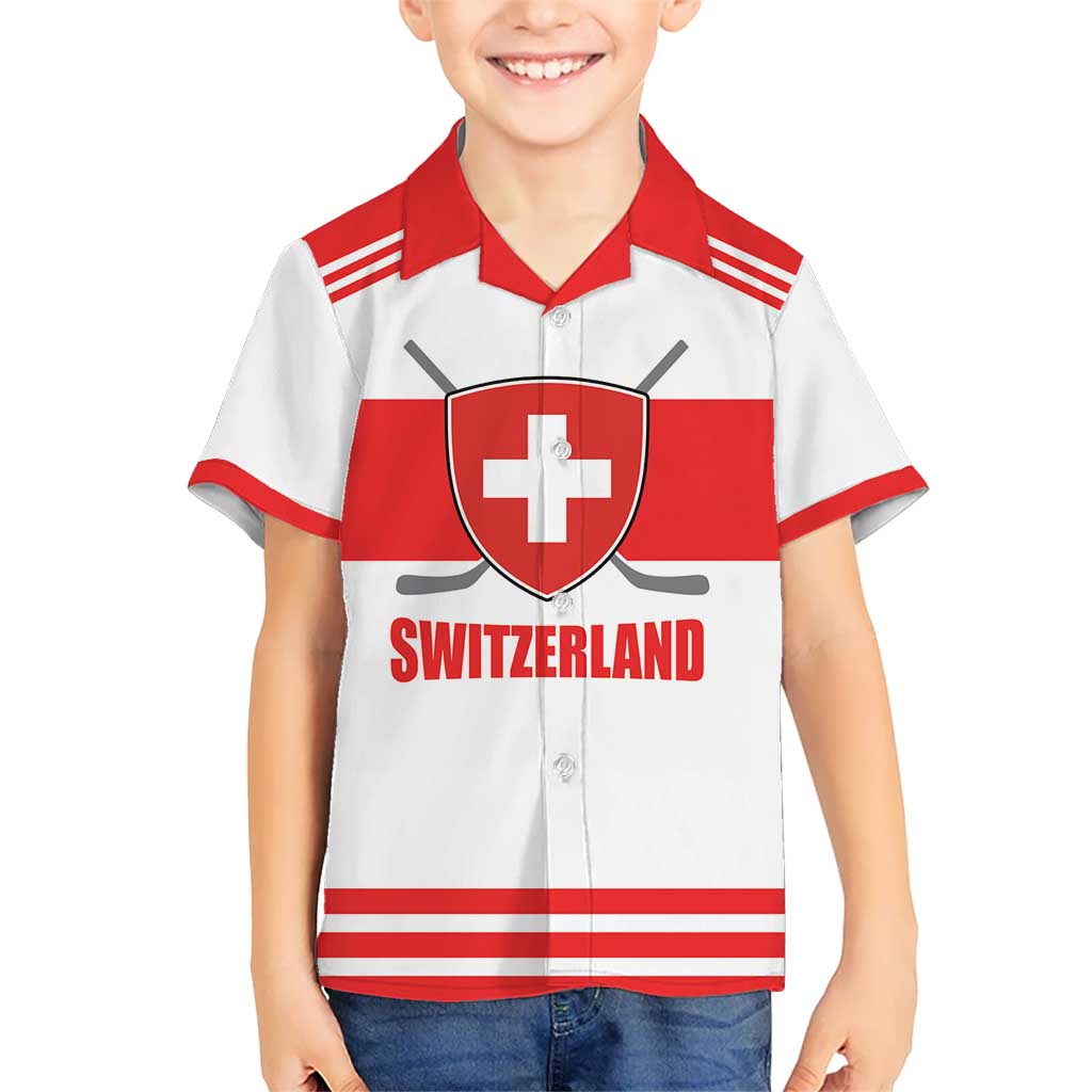Custom Switzerland Ice Hockey Kid Hawaiian Shirt Come on La Nati